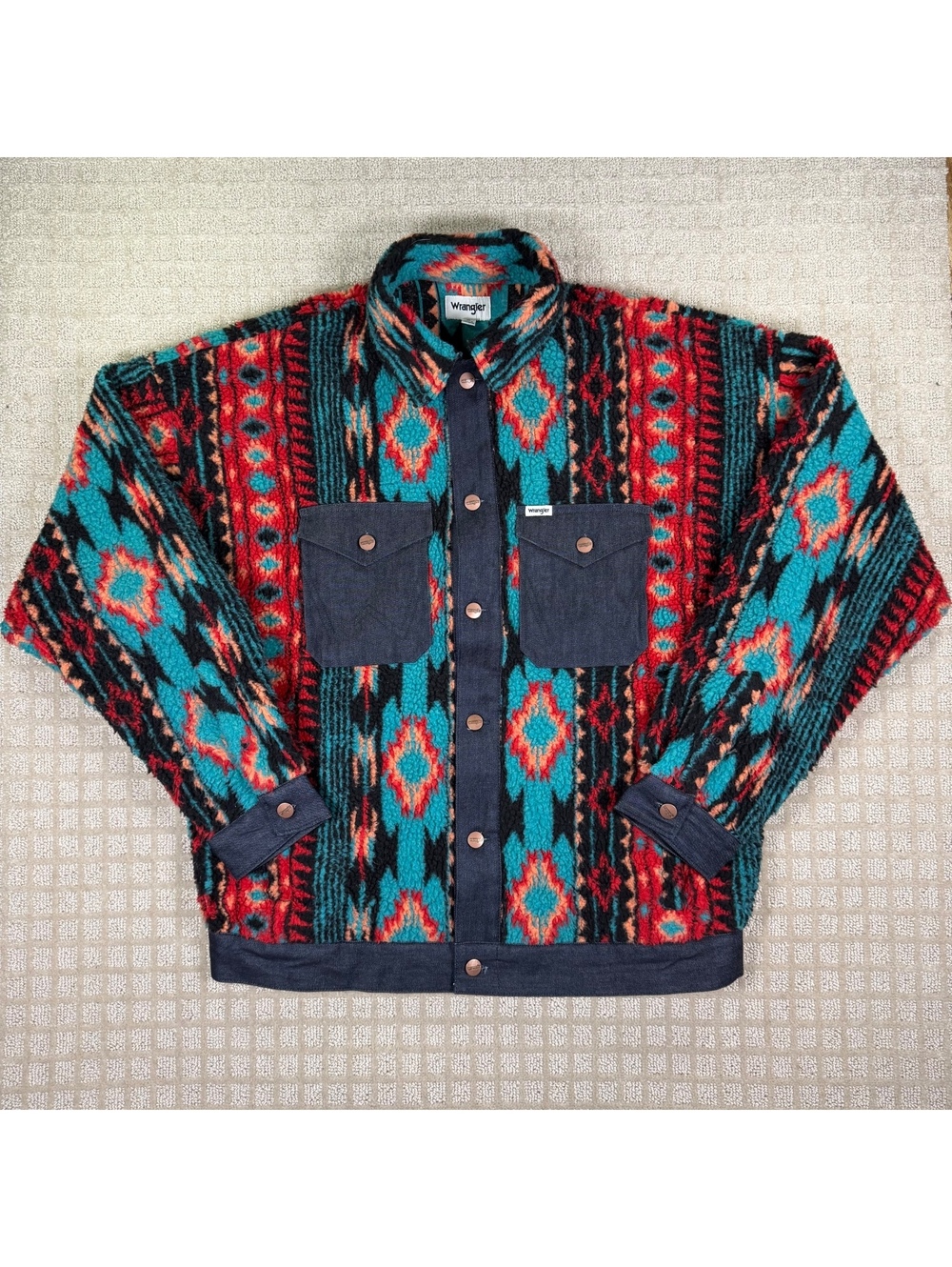 Wrangler Southwestern Aztec Sherpa Fleece Jacket M